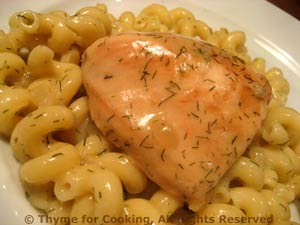 Chicken in Dill Sauce on Pasta