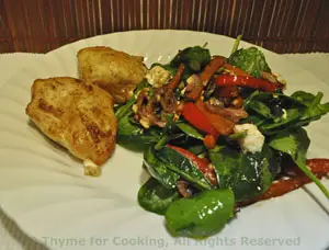 Chicken With Spinach, Red Pepper Salad