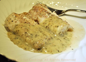 Cod with White Wine Mustard Sauce