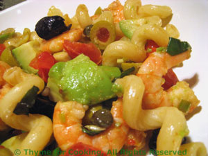 Shrimp, Avocado and Olive Pasta