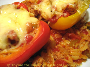 Stuffed Peppers, with Sausage and Orzo