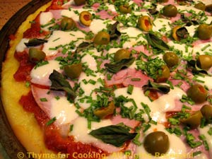 Polenta Pizza with Ham and Mozzarella