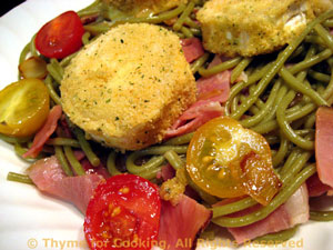 Warm Pasta with Baked Chevre (Goat Cheese)