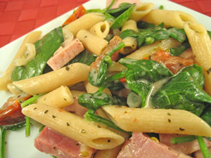 Pasta with Ham, Spinach and Mascarpone