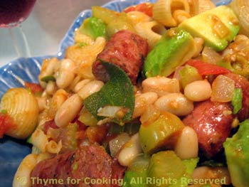 Pasta with Sausage, Avocado and Sage