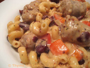 Pasta with Sausage, Red Beans and Mustard