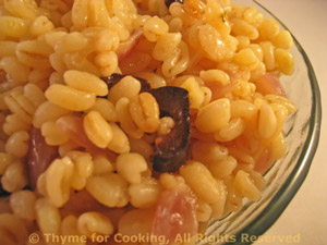 Barley with Red Onions and Black Olives