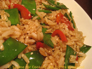 Sesame Brown Rice with Snow Peas