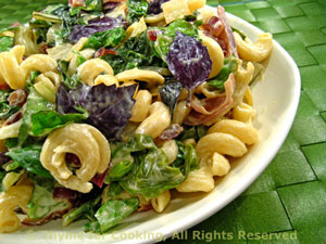 Pasta with Basil, Chard and Red Onion