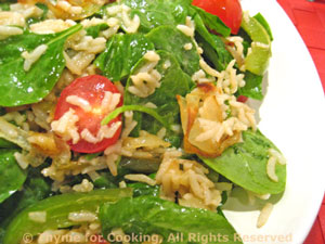 Warm Brown Rice and Spinach Salad
