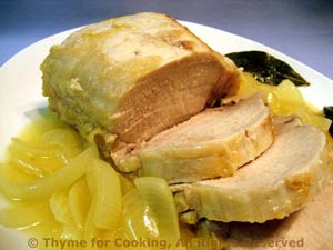 Braised Loin of Pork with Mustard Onion Sauce