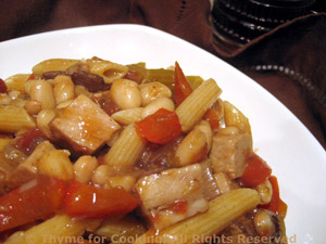 Pasta with Pork, Red Peppers and Cannellini 