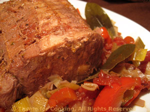 Braised Pork in Red Wine and Red Peppers