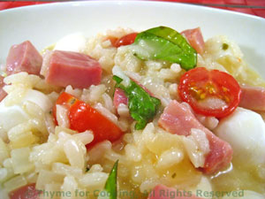 Caprese Risotto with Ham