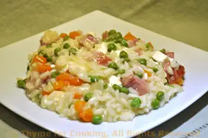 Risotto with Feta, Ham, Peas and Carrots