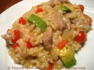 Risotto with Pork, Avocado and Red Pepper