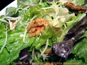 Lettuce Salad with Creamy Dressing, Walnuts and Cheese