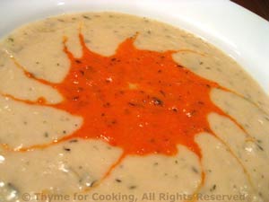 White Bean Soup with Red Pepper Coulis