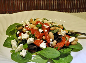 Spinach Salad, Feta, Red Pepper