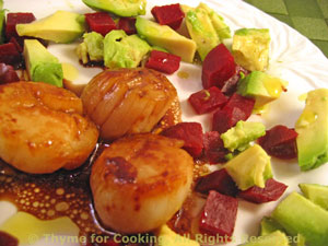 Scallops with Avocado and Beetroot