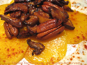 Sautéed Mushrooms and Pecans on Butternut Squash