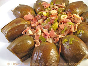 Braised Artichokes with Ham and Green Garlic