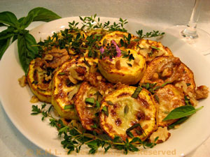 Sautéed Zucchini (Courgette) / Lemon Thyme and Walnuts