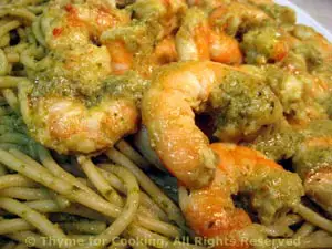 Shrimp (Prawns) with Pesto Pasta 