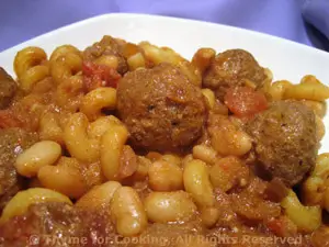 Meatballs in Tomato Ricotta Sauce, Cannellini, Pasta