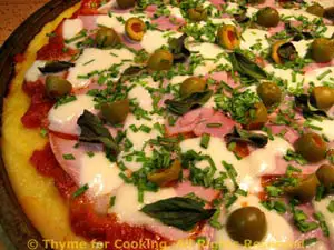 Polenta Pizza with Ham and Mozzarella