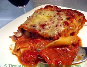 Chevre, Pimiento and Prosciutto Lasagna, slice