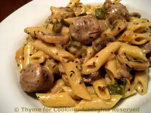 Pasta with Sausages and Mustard Sauce