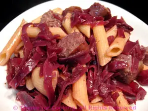 Pasta with Red Cabbage and Smoked Sausage