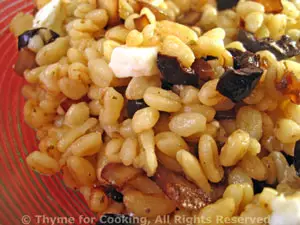 Barley with Feta, Greek Olives and Browned Shallots