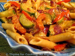 Warm Zucchini Pasta Salad / Peanut Ginger Dressing