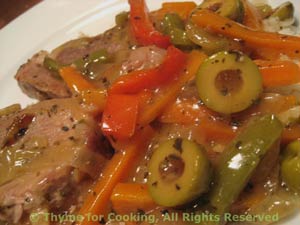 Spanish Pork with Peppers and Olives
