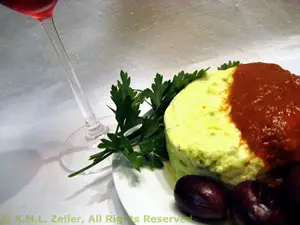 Zucchini (Courgette) Timbales with Pimiento Sauce